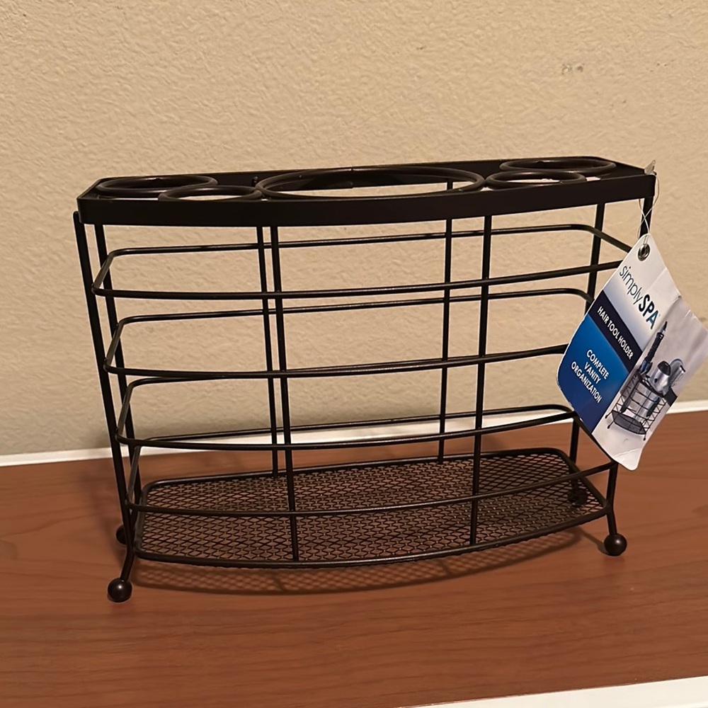 Hair Tool Holder - Vanity Organizer Brown Bronze colored Metal